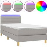 Maison Chic Box spring postelja - Vzmetna postelja z vzmetnico LED svetlo siva 90x190 cm blago SL15124, (21907943) | Shoptok.si