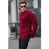 Madmext Burgundy Crew Neck Knitted Sweater 6855 Cene