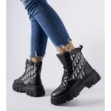 Gemre Black ankle boots with decorative inscriptions Madelene | Shoptok.si