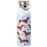 Sass & Belle Svetlo modra/rjava steklenica za vodo za na pot iz nerjavečega jekla 425 ml Sausage Dog – | Shoptok.si