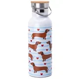 Svetlo modra/rjava steklenica za vodo za na pot iz nerjavečega jekla 425 ml Sausage Dog –