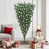vidaXL Obrnjen umetni božičkov drevesec s setom kroglic Zelena 180 cm | Shoptok.si