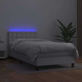  Box spring postelja z vzmetnico LED bela 80x200 cm umetno usnje, (20937748) | Shoptok.si