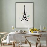  Slika - Black Graphic Drawing of the Eiffel Tower on a Cream Background 60x90 U crnom drvenom okviru | shoptok.hr