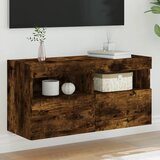vidaXL Stenska TV omarica z LED lučkami dimljeni hrast 80x30x40 cm Cene