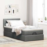 vidaXL Otomanski posteljni okvir z vzmetnico siv 90x200 cm blago | Shoptok.si