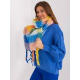 Fashion Hunters Yellow and blue women's scarf with colorful fringes Cene