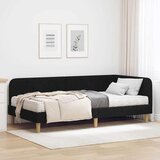 vidaXL Kotna postelja z vzmetnico z vzglavjem Črna 90 x 200 cm blago | Shoptok.si