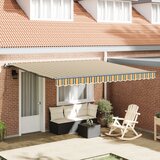 vidaXL Ročna retraktibilna tenda Zelena in rumena 400x350 cm, Tenda za zamenjavo blaga za okvir 4x3.5 m Zelena in rumena Cene