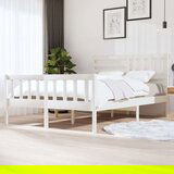  Okvir za krevet od masivnog drva bijeli 150 x 200 cm 5FT King | shoptok.hr