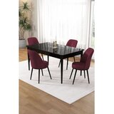 Hanah home trpezarijski set Pir, sto i 4 stolice, ploča u dekoru crnog mermera, bordo tkanina Babyface | Eponuda.com