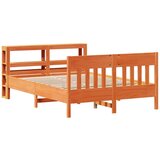 vidaXL Posteljni okvir z vzglavjem voščeno rjava 120x190 cm borovina, (21303707) | Shoptok.si
