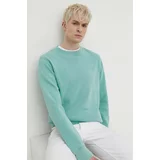 Superdry Bombažen pulover moška, turkizna barva