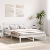 vidaXL posteljni okvir z naslonjalom Bela 140x200 cm iz trdnega bora | Shoptok.si
