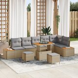 vidaXL 9 dijelni vrtni sofa set s jastučićima Bež Poli Ratan Akacija | shoptok.hr