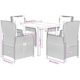  5-dijelni vrtni blagovaonski set s jastucima od poliratana crni Crna 80 x 80 x 74 cm | Shoptok.si