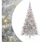  Umjetno predsvijetljeno božićno drvce Srebrno 210 cm PET | shoptok.hr