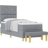 Box Spring Krevet s madracem i klupom svjetlosiv 80x200 cm tkanina | shoptok.hr