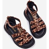Boto Girls Gladiator Sandals With Gold Detail Panther Print Vesira | ePonuda.com
