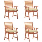 Maison Chic Zunanji Jedilni stoli - Vzorci stoli 4 kosi z blazinami trden akacijev les A2109, (22030786) | Shoptok.si
