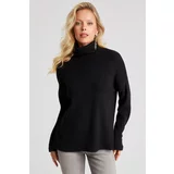 Cool & Sexy Women's Black Fisherman Corded Knitwear Sweater