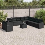  12-dijelni set vrtnih sofa od poliratana s jastucima crni | shoptok.hr