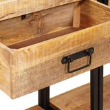  Konzolna miza s predalom 2 pcs Rjava Trden robusten mangov les - - Rjava - 38.44 - 200 x 33 x 75 cm - 2025- | Shoptok.si