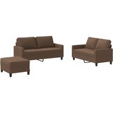  3-dijelni set sofa s jastucima smeđi od tkanine Smeđa | Shoptok.si