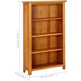 vidaXL Knjižna omara 4-nadstropna 70x22x110 cm trdna hrastovina | Shoptok.si