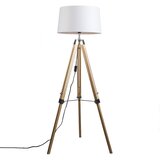 QAZQA Stoječa svetilka naravna z belim platnenim senčilom 45 cm - Stojalo | Shoptok.si