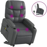  Masažni naslonjač na podizanje od umjetne kože siva | shoptok.hr