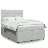 vidaXL Box spring postelja z vzmetnico svetlo siv 140x190 cm žamet | Shoptok.si