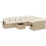 Maison Chic Seti vrtnega pohištva - Vrtna garnitura - Vrtni pohištvo set 10-delna z blazinami bež poli ratan, (21815100) | Shoptok.si