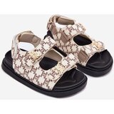 Boto Children's Velcro Sandals With Golden Details Beige Cavina | Shoptok.si
