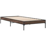 vidaXL Okvir za krevet smeđi hrast 75x190 cm konstruirano drvo i metal Cijene