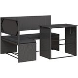  Vrtna sofa L-oblika sa stolom i jastucima crna od poliratana | shoptok.hr