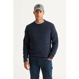 AC&Co / Altınyıldız Classics Men's Indigo-black Recycle Standard Fit Regular Cut Crew Neck Patterned Knitwear Sweater. Cene