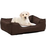 vidaXL pasja postelja rjava in bela 85,5x70x23 cm videz platna flis | Shoptok.si