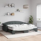 vidaXL Izvlečna dnevna postelja z vzmetnicami tm. siva 90x200 cm blago Cene