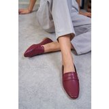 NİŞANTAŞI SHOES Viola Claret Red Matte Flat Sole Women's Ballerinas cene