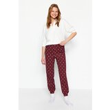 Trendyol Claret Red 100% Cotton Heart Polka Dot Knitted Pajama Bottoms Cene'.'