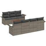 vidaXL 8-dijelni set vrtnih sofa s jastučićima siva poli ratan akacija, 2-sjedna vrtna sofa s pohranom i jastučićima siva poli ratan Cijene