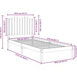  Daljši posteljni okvir brez vzmetnice bel 100x210 cm trden les, (21531806) | Shoptok.si