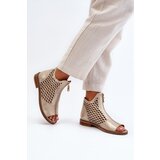 Zazoo Leather Cut-Out Sandals with Zip Gold 977/L | shoptok.hr