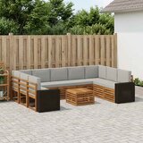  Setovi sofa 10 pcs Prirodna i svjetlosiva Čvrsto drvo akacije | shoptok.hr