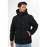 D1fference Men's Black Thick Lined Inflatable Winter Coat with a Hooded Waterproof and Windproof.