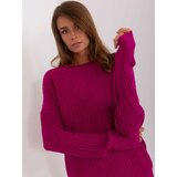 Fashion Hunters Purple classic sweater with a round neckline Cene
