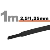 termoskrčljiva cev - skrčka 2,5/1,25mm črna 1m