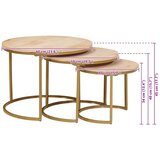  Stolovi za kavu na sklapanje 3 pcs Masivno drvo manga i čelik | shoptok.hr