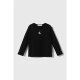 Calvin Klein Jeans Otroška bombažna majica z dolgimi rokavi črna barva